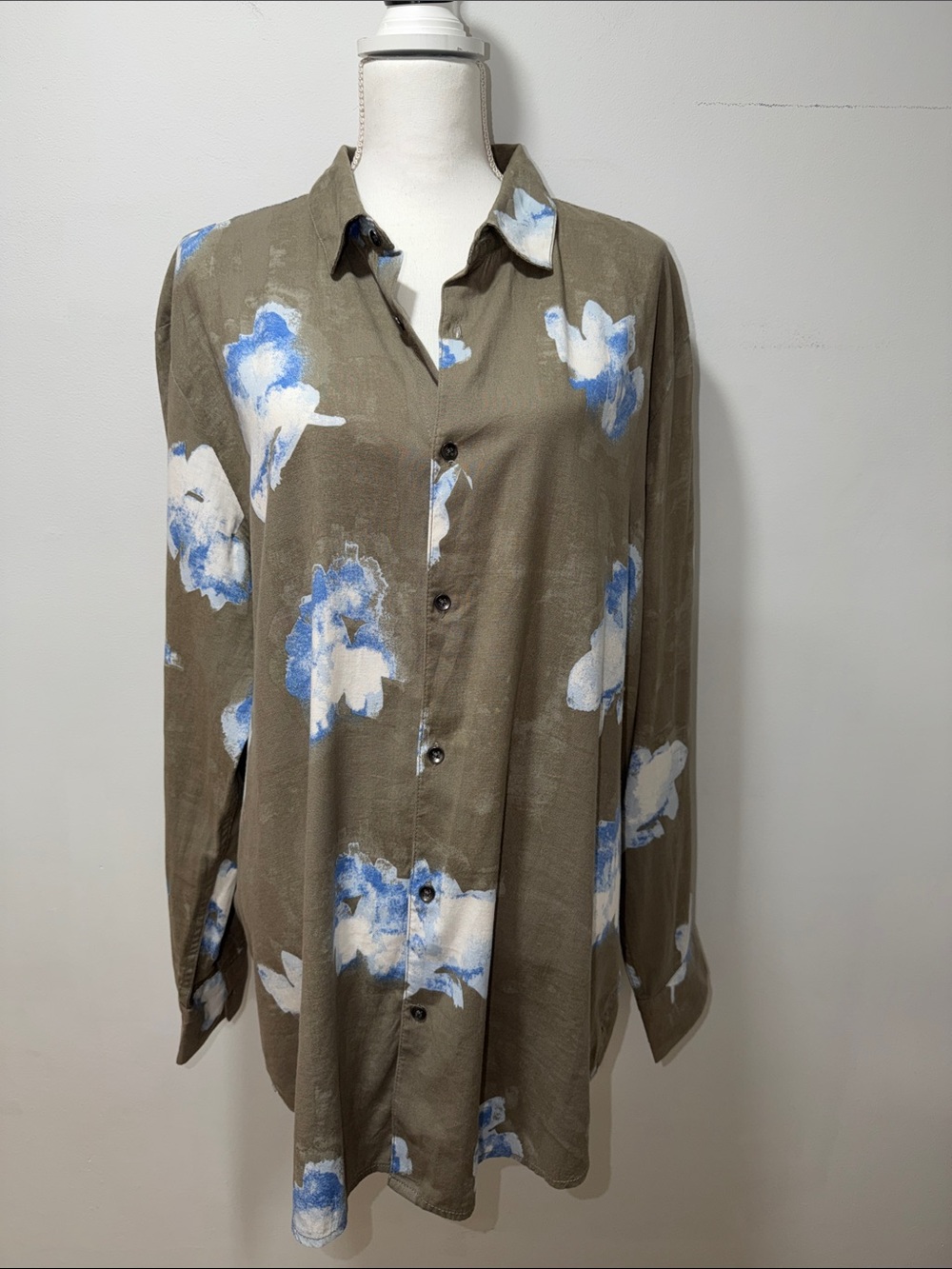 Inc International Concepts Linen Womens Button‎ up Floral Top Plus XXL Summer